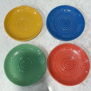 6.5"  Vintage Buffalo Saucer Plate w Swimming Fish Yellow, Blue, Green & Red Set